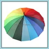 Umbrellas Rainbow Umbrella Long Handle Straight Windproof Colorf Women Men Rain Rre13490 Drop Delivery Home Garden Household Sundries Otmet