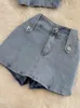 Robe deux pièces DEAT femmes licou dos nu Sexy Denim haut taille haute Shorts nouveau deux pièces ensemble tempérament mode printemps été 2023 11D10231 T230113