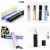 Förpackningsflaskor 500 st 7 ml per flaska aluminiumrör Bright Atomizer Spray Travel Glass Refillable 4 Colors Black Blue Rose Gold Drop DHA2S