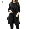 Kvinnors ull blandar affärer Kvinnliga utkläder Kvinnor Double Breasted Woolen Trench Coat Slim Long Jacket Winter Solid Overrock Höst Löst C