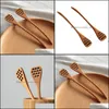 Spoons Natural Wood Honey Stick Long Spoon Honeycomb Dipper RRB14905 Drop Delivery Home Garden Kitchen Dining Bar Flatware Otbum