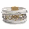 Charmarmband Allyes Hollow Heart For Women Trend Crystal Pärled Multilayer Wrap Leather Bangles smycken gåvor