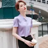 女性のブラウスノベルティパープル夏の女性のための半袖シャツwork服を着る女性のブラウスの服