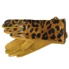 Fingerless Gloves Fashion Women Touch Screen Glove Winter Faux Animal leather Cycling Driving Gloves suede velvet thicken warm leopard gloves H84 230113