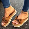 Sandals Women 2023 Summer Shoes Platform Peep Toe Bow Ladies Vintage Suede Comfy Footwear Outdoor Sandalias Mujer