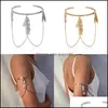 Braccialetto Boho Foglie retrò Bracciale superiore del braccio per le donne Gioielli d'amore Ciondoli femminili Braccialetti con consegna a goccia Dht1A