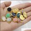 Breloques mode couleur or 12Mm Druzy pendentif pour Drusy collier boucles d'oreilles résultats de bijoux livraison directe composants Otlwr