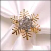 Servettringar guld Sier Snowflake Christmas Drop Delivery Home Garden Kök Dining Bar Table Decoration Accessories OTPKV