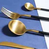 Dijkartikelen sets 4 stks/set luxe bestek roestvrijstalen koninklijk flatware inclusief fork mes mes lepels voor kerstfeestkamperenkeuken