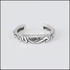 Anneaux de bande Vintage Thai Sier Open Cuff Finger pour hommes femmes 100 Real 925 Sterling Rune Ring Fine Party Jewelry Ymr419 Drop Delivery Otlqg