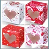 Cadeau Wrap New12pcs / Set Saint Valentin Boîte Party Goodie Boîtes avec fenêtre en forme de coeur en PVC Rose Rouge RRB13150 Drop Livraison Home Garde Ot4Wk