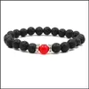 Perlenketten Black Lava Rock 8mm Perlen Chakra für Männer Frauen Schmuck Reiki Gebetsstein Yoga Armband Drop Lieferung Anhänger Dh9R3