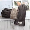 Fingerless Gloves Sheepskin Fur Gloves Mens Leather Thicken Winter Warm Outdoor Windproof and Coldproof Finger Gloves 230113