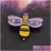 Broches Broches Mignon Violet Ailes Noir Jaune Rayé Abeille Pour Les Femmes Creative Lettre Reine Alliage Goutte À Goutte Peinture À L'huile Badge Bijoux Ami Dhl3E