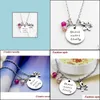 Pendant Necklaces Sier Metal Color Crystal Beads Fashion Necklace Jewelry Ohana Means Family Letter Drop Delivery Pendants Dh1Il