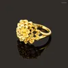 Wedding Rings Top Quality 24K Gold Color Flower For Lovers Ladies Jewelry Women JR037 CN(Origin)