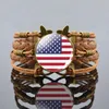 Link Bracelets Chain USA Canada Brazil Chile Mexico Flag Bracelet Men Women Punk Woven Butterfly Charm Jewelry