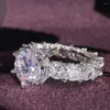 Clusterringen Vintage Luxury 925 Sterling Silver Wedding Engagement Ring Jubileumfeest voor vrouwen Fashion R6014S