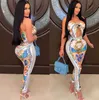 Two Piece Dress 2022 Summer Women New Sexy Holiday Style Sets Sleeveless Strapless Elastic Long Pants Printed Two Piece Sets T230113