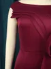 Платья плюс размеры Ontinva Burgundy платье o Nece без рукавов с высокой талией кузовная отделка для цветочных оборот