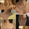 Chokers Yeni Vintage Gold Sier MTI Katman Zinciri Choker Kolye Kadınlar Punk Tarzı Yılan Zincirleri Püskül Kolye 5 Stil Drop Deliv Otuvh