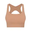 L349 PA66 Filato Tessuto Yoga Top Burroso Morbido Reggiseno con scollo a U Reggiseno sportivo a forma di X con cinturino super largo Nude Sense Canotta Canotta da donna