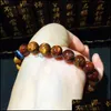 Brins de perles Véritable Naturel Jaune Rouge Pietersite Perles Rondes Powerf Reiki Bracelet Femmes Hommes Pierre 9Mm Certificat Drop Delivery Otxkn