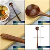 Spoons 1Pcs 10.9 Inches Natural Wood Long Handle Round Wooden For Soup Cooking Mixing Stirr Drop Delivery Home Garden Kitchen Dining Otkcr