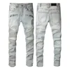 Herren-Jeans für Jungs, Rip Slim Fit, Skinny-Mann-Hose, orangefarbene Stern-Patches, mit Biker-Denim, Stretch-Kult-Stretch-Motorrad, trendiger langer, gerader Hip-Hop mit Loch