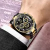 Wristwatches LIGE Watches Mens Top Brand Luxury Clock Casual Stainless Steel 24Hour Moon Phase Men Watch Sport Waterproof Quartz Chronograph 230113