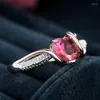 Anneaux de mariage TOW TOW TOW TOOD CAROIDE Engagement pour les femmes Shine Red Cz en pierre de pierre Bijoux de mode élégante Anneau cadeau de fête