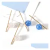 Stud Fashion Jewelry Womens Simple Long Stick Grain Crystal Magic Ball Earrings Lady Crackle Bead Drop Delivery Dhq81