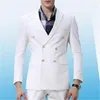 남자 양복 2023 더블 가슴 백인 남성 결혼 2 피스 (재킷 팬 넥