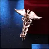 Pins Brooches Fashion Jewelry Pins Vintage Star Of Life Medical Logo Brooch For Man Woman Enamel Angel Wing Snakes Drop Delivery Dheby