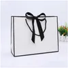 Gift Wrap Creative Design Stor svart gräns Vit Kraft Paper Bag med handtag bröllopsfest Favor Bowknot LX01480 Drop Delivery Hom DHC74