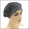 Bonnet / Skull Caps Beanie / Skl Winter Veet Inner Muslim Forage Hijab pour les femmes ethniques islamiques Wrap Head Hat prêt à porter la perte de cheveux Otuky