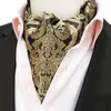 활 타이 럭셔리 남자 Paisley Plaid Solid Color Dot Wedding Ascot Classic British Genttleman Silk Neck Tie 공식적인 Cravat