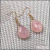 Dangle Chandelier Water Drop Earrings Natural Opal Rose Quartz Healing Reiki Stone Pendum Women Jewelry Delivery Ot2Kq