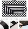 Teppich LOYAlgogo 3D-Vortex-Illusion, quadratischer Teppich, Außenmatte, schwarz-weißes Schachbrettmuster, Bodendekoration für den Innenbereich, 230113