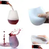 Cups Saucers New Design Fashion Unbreakable Clear Rubber Wine Glass Sile Beer Cupsglass Drinkware For Cam Drop Delivery Home Garde Dhy2Z