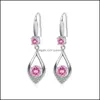 Charme S925 Timbre Sier Boucles D'oreilles Charmes Bleu Rose Blanc Zircon Boucle D'oreille Bijoux Brillant Cristal Gland Cerceaux Piercing Pour Les Femmes De Mariage P Dhdwo