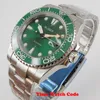 Relojes de pulsera, esfera verde, 40mm, movimiento automático, reloj de pulsera para hombre, cristal de zafiro, ventana de fecha, correa SS, bisel de cerámica, marcas blancas