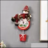 Juldekorationer hängande klocka Santa Claus Snowman Wall Merry Xmas hem restaurang sovrum klockor droppleverans trädgård festlig dhbgt