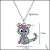 Earrings Necklace Cute Cartoon Cat Ring Set Spot Color Kitten Childrens Animal Jewelry Sets Drop Delivery Othfe