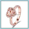Avec des pierres latérales coeur anneaux pour les femmes mariage fiançailles bijoux de mariée cubique zircone pierre élégant or rose Sier anneau Drop Delive Dh0J3