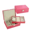 Storage Boxes & Bins 2 Layer Leather Jewelry With Lock Big Capacity Box For Necklace Earring Watches Portable
