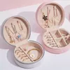 Round Travel Jewelry Box Women PU Leather Jewelry Storage Organizer Necklace Earrings Rings Display Mini Gift Boxes