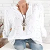 Blouses -shirts van dames 2xl plus grote maat zomer tops vrijetijdsblouse blouse witte losse bloemenprint v nek lange mouw blusas