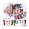 Adesivi Decalcomanie Chrismas 10 Rotoli Nail Foils Mixed Art Colorf Transfer Foil Farfalla Wraps Carta adesiva Nails Drop Delivery Hea Dhy8A