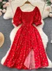 Платья для вечеринок Yuoomuoo Limited Big Sale Women Fashion Romantic Floral Print Split Long Summer Pufle Eleve корейский vestidos 230112